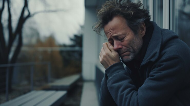 Foto gratuito retrato de un hombre triste