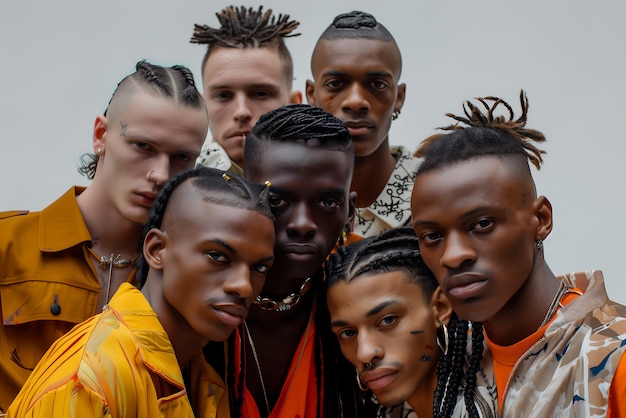 Foto gratuita retrato de hombres de tiro medio con trenzas