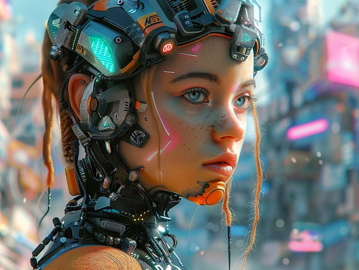 Foto gratuito retrato de un humanoide femenino tecnológicamente avanzado