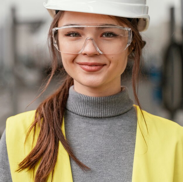 Retrato de una ingeniera sonriente mujer