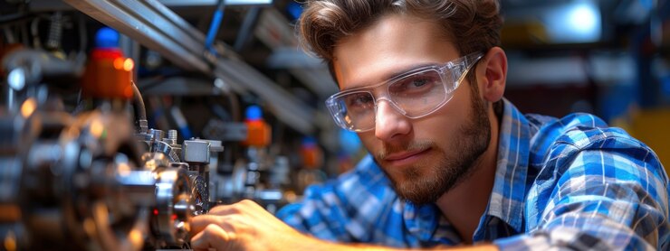 Foto gratuito retrato de un ingeniero masculino trabajando en el campo para la celebración del día de los ingenieros