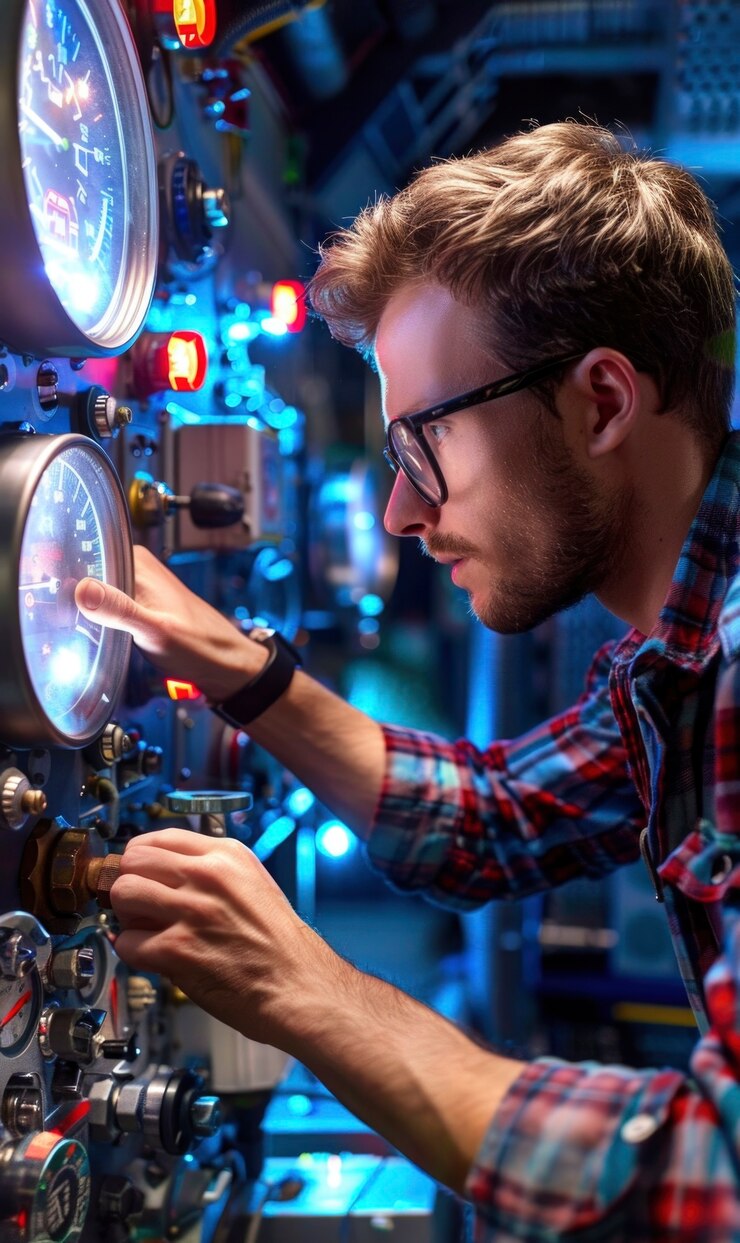 Foto gratuito retrato de un ingeniero masculino trabajando en el campo para la celebración del día de los ingenieros