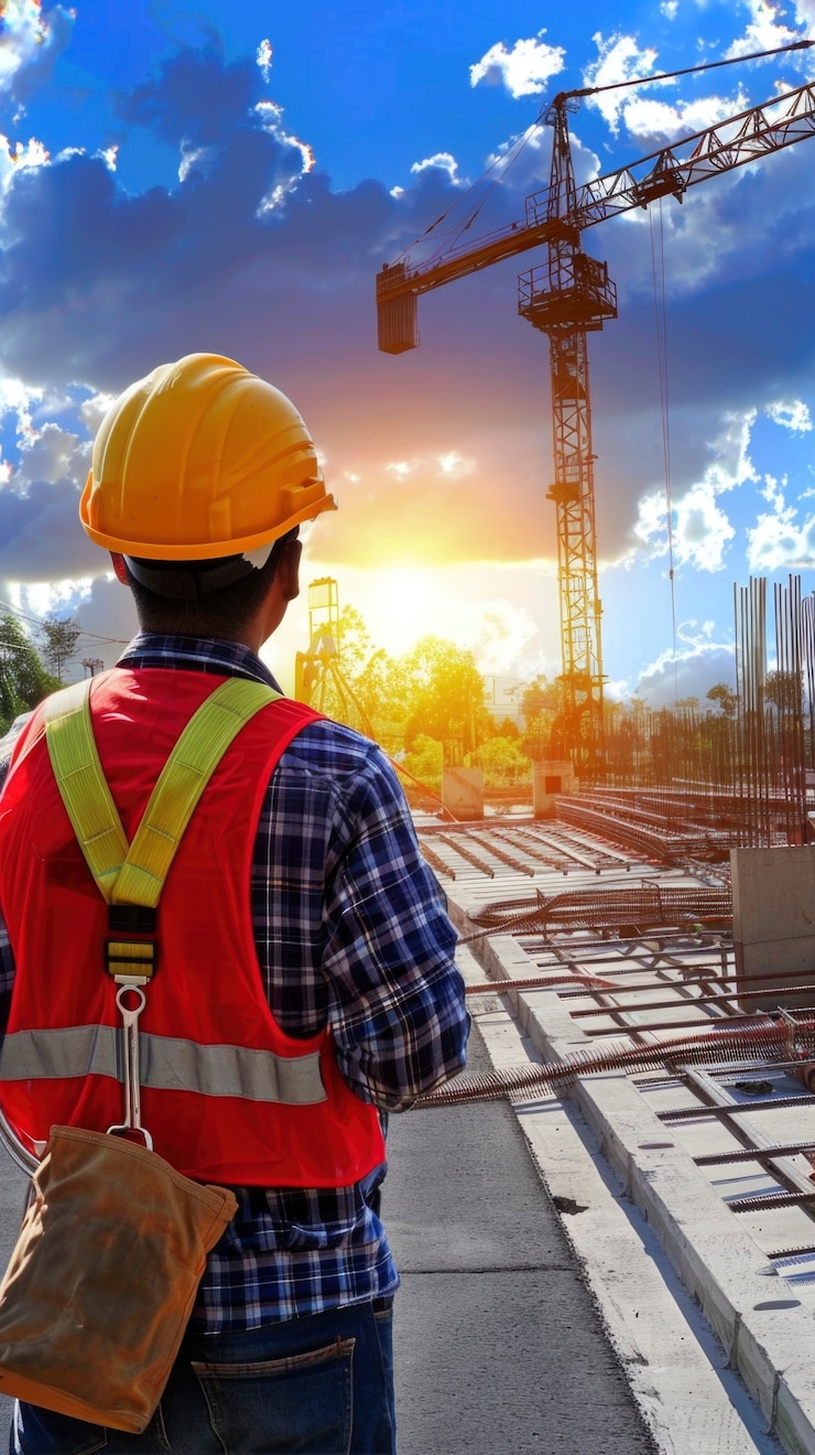 Foto gratuito retrato de un ingeniero masculino trabajando en el campo para la celebración del día de los ingenieros