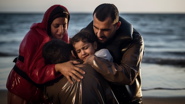 Foto gratuita retrato de inmigrantes durante una crisis migratoria