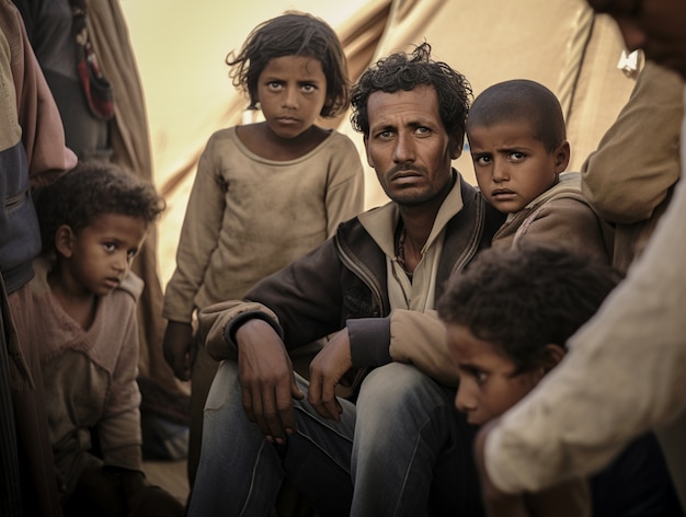 Foto gratuita retrato de inmigrantes durante una crisis migratoria