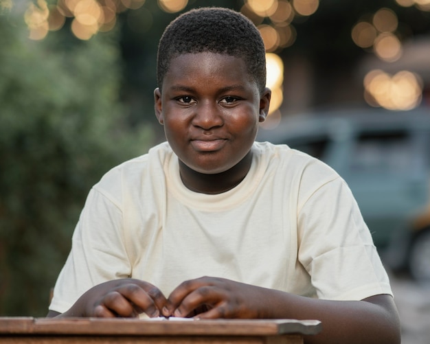 Retrato, joven, africano, niño