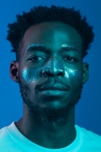 Retrato, joven, americano africano, hombre