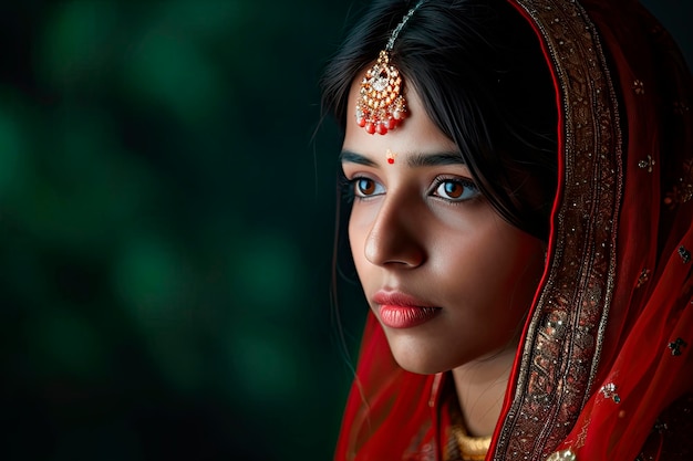 Foto gratuita retrato de una joven y bella mujer india con sari