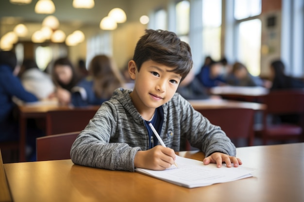 Retrato de un joven estudiante que asiste a la escuela