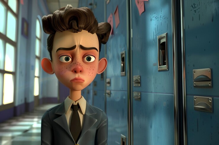 Foto gratuito retrato de un joven estudiante triste que es intimidado en la escuela