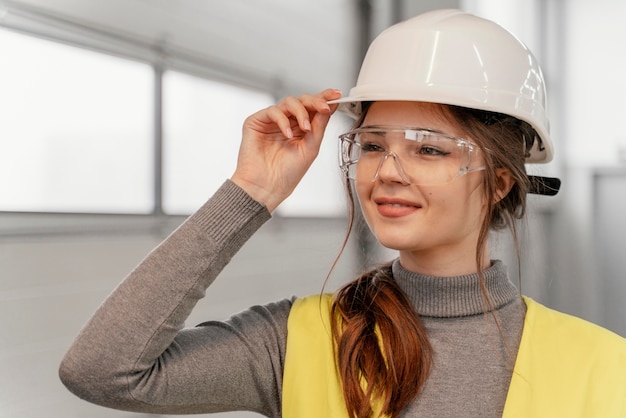 Foto gratuita retrato de una joven ingeniera