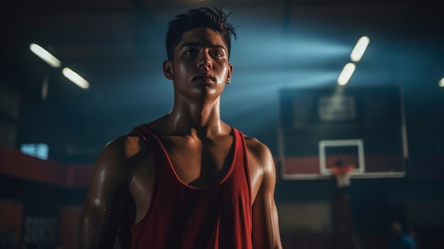 Foto gratuita retrato de un joven jugador de baloncesto