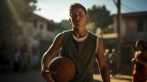 Retrato de un joven jugador de baloncesto