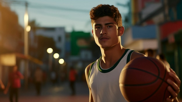 Foto gratuita retrato de un joven jugador de baloncesto