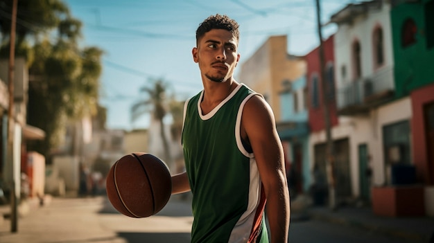 Foto gratuita retrato de un joven jugador de baloncesto