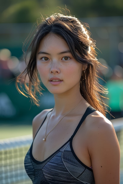 Foto gratuita retrato de un joven jugador practicando tenis