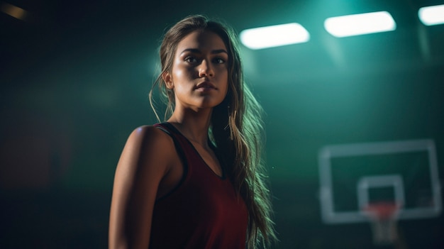 Foto gratuita retrato de una joven jugadora de baloncesto