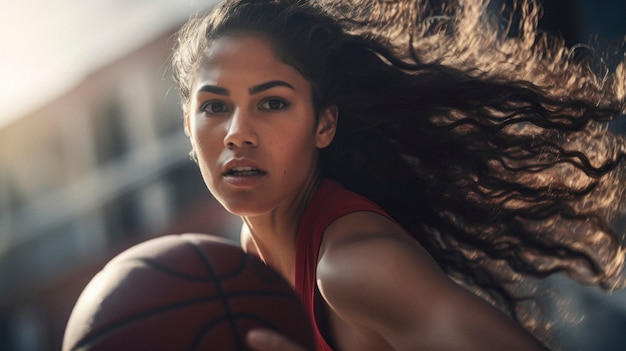 Foto gratuita retrato de una joven jugadora de baloncesto