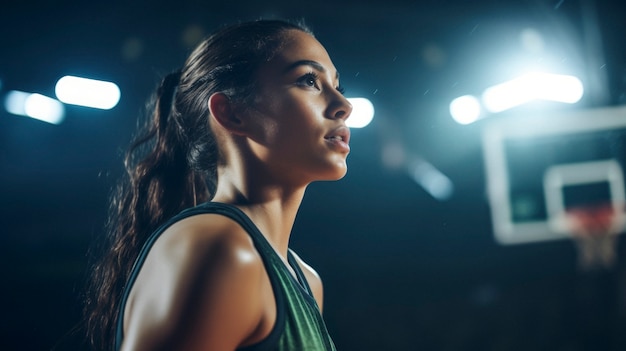 Foto gratuita retrato de una joven jugadora de baloncesto