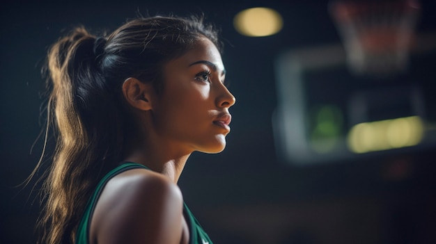 Foto gratuita retrato de una joven jugadora de baloncesto