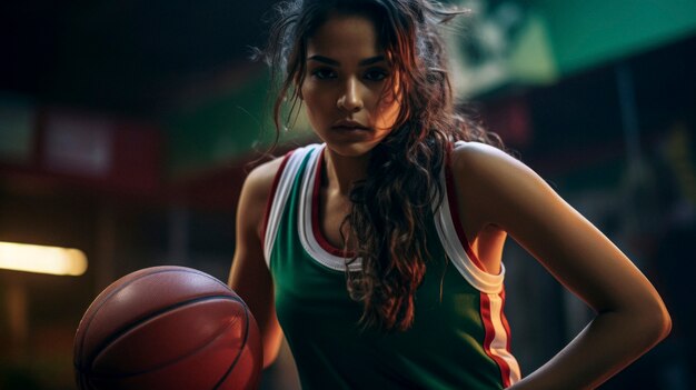 Retrato de una joven jugadora de baloncesto