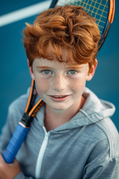 Foto gratuita retrato de un joven jugando al tenis profesional