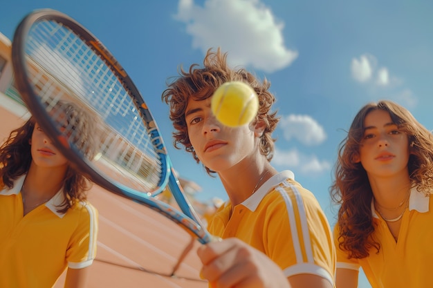 Foto gratuita retrato de un joven jugando al tenis profesional