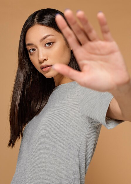 Retrato, joven, mujer japonesa