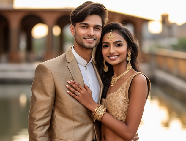 Foto gratuita retrato de una joven pareja india