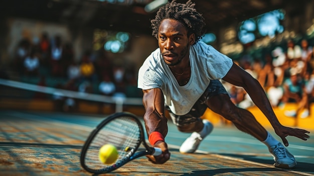 Foto gratuita retrato de un jugador de tenis atlético