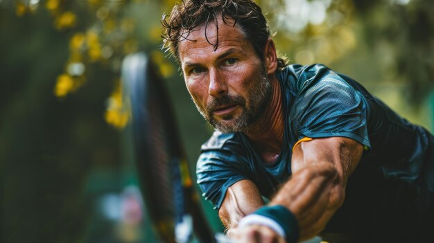 Retrato de un jugador de tenis atlético