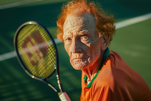 Foto gratuita retrato de un jugador de tenis senior