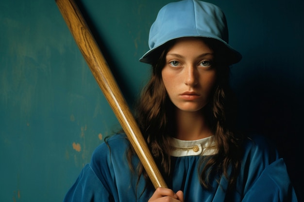 Retrato de una jugadora de béisbol
