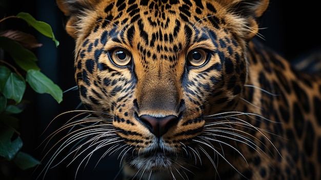 Foto gratuita retrato de un leopardo sobre un fondo negro