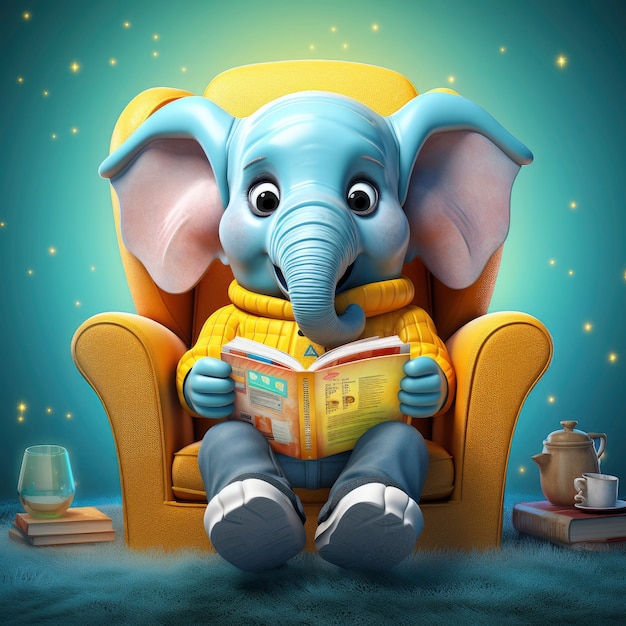 Foto gratuita retrato de un lindo elefante en 3d