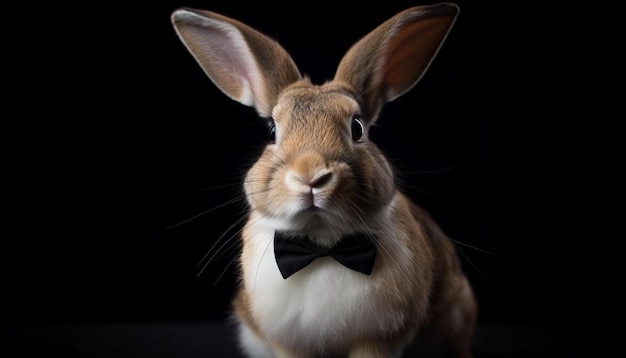 Foto gratuita retrato lindo de pajarita de conejo bebé esponjoso generado por ia