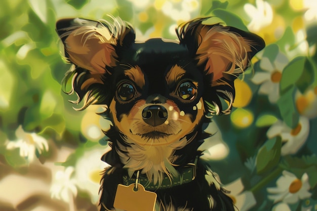 Retrato de un lindo perro en estilo anime