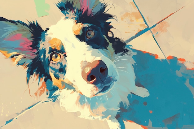 Foto gratuita retrato de un lindo perro en estilo anime