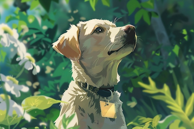 Retrato de un lindo perro en estilo anime