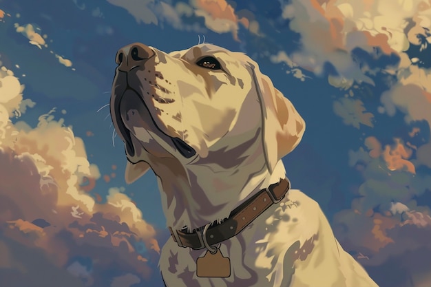 Foto gratuita retrato de un lindo perro en estilo anime