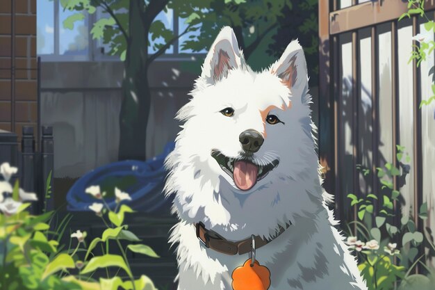 Retrato de un lindo perro en estilo anime