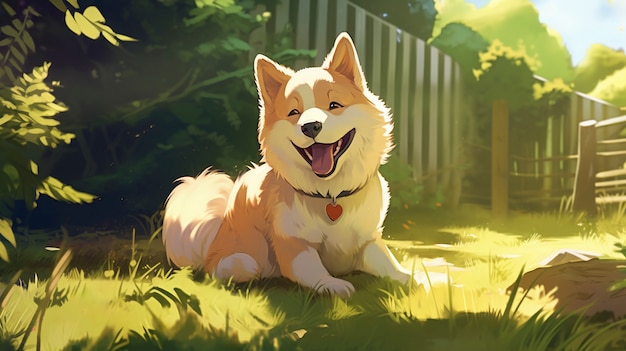 Foto gratuita retrato de un lindo perro en estilo anime