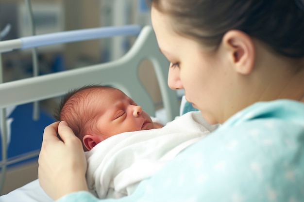 Foto gratuita retrato de una madre con un recién nacido