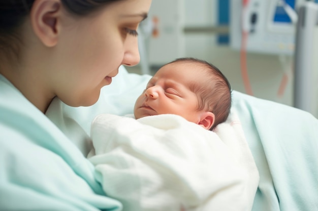 Foto gratuita retrato de una madre con un recién nacido