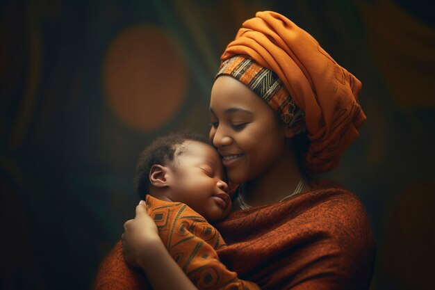 Retrato de una madre con un recién nacido