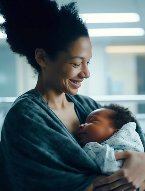 Foto gratuita retrato de una madre con un recién nacido