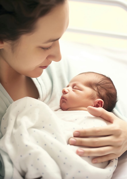 Retrato de una madre con un recién nacido