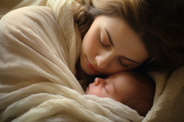 Retrato de una madre con un recién nacido