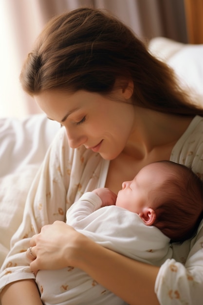 Retrato de una madre con un recién nacido