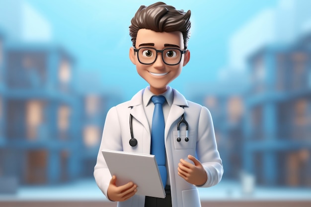 Foto gratuita retrato de un médico masculino en 3d